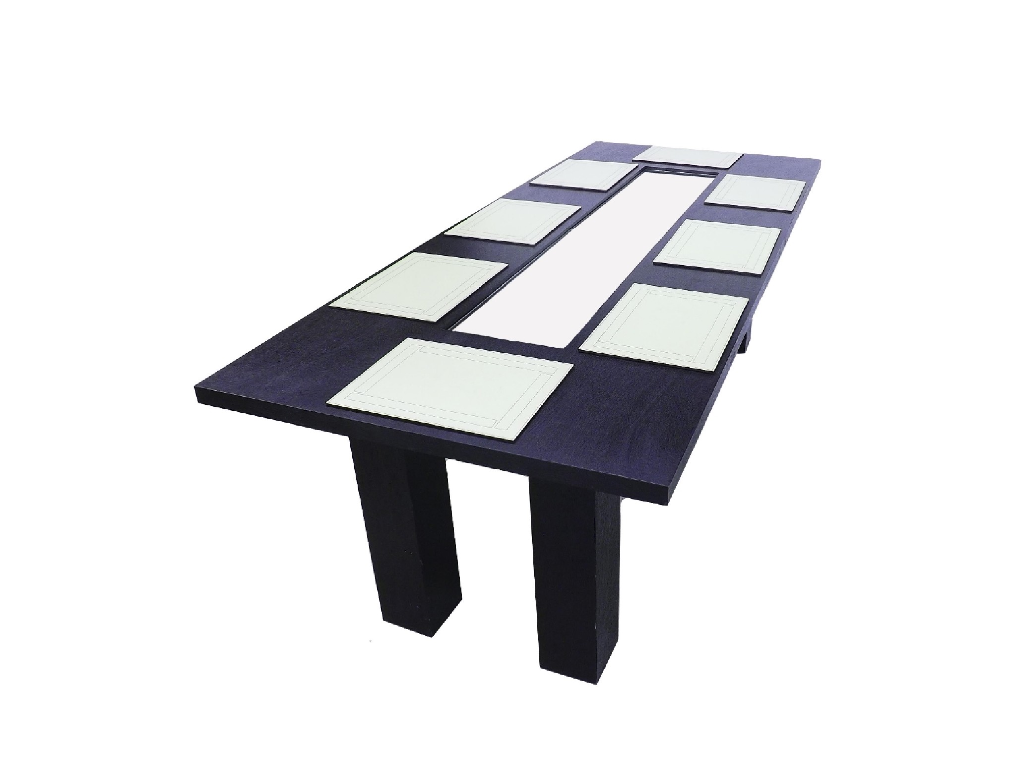 Appraisal: Modern black stained oak dining table in the manner of