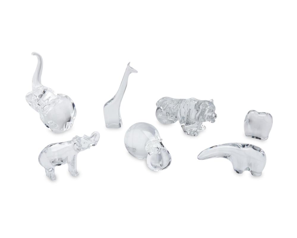 Appraisal: Seven Baccarat and Steuben crystal animal figures Second-half th Century