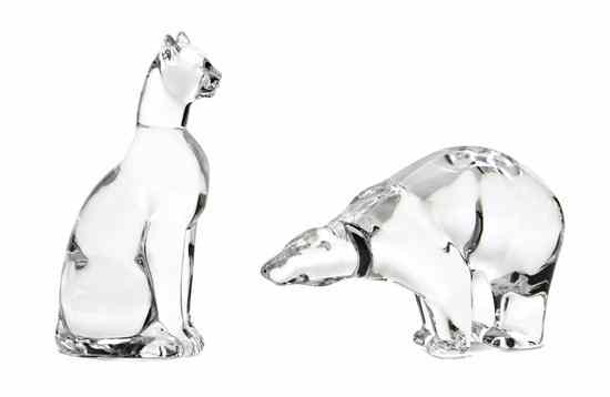 Appraisal: Two Baccarat Glass Animals comprising a seated cat and a