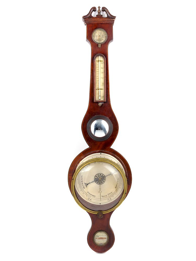 Appraisal: An English Mahogany Wheel Barometer Height An English Mahogany Wheel