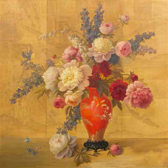 Appraisal: Alphonse T Toran American b Still Life of Peonies oil