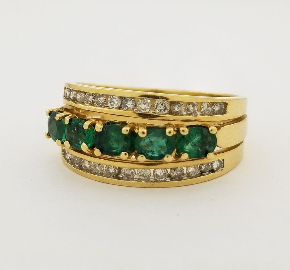 Appraisal: K NISSKO Emerald Diamond Ring K NISSKO Emerald Diamond Ring