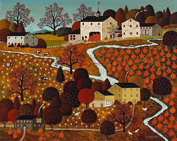 Appraisal: Charles M Wysocki - Maine Pumpkin Farm signed 'Charles Wysocki'