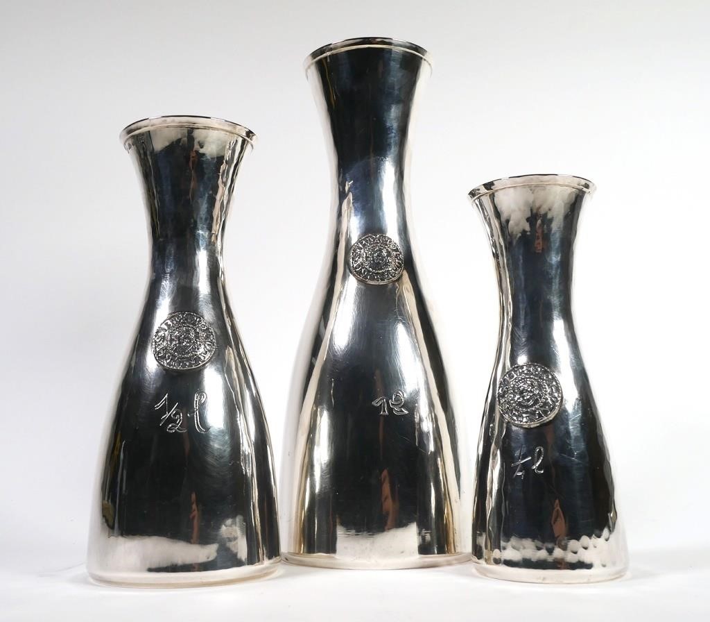 Appraisal: PC WINE DECANTER SET BRANDIMARTE SILVERStunning Midcentury Italian silver wine