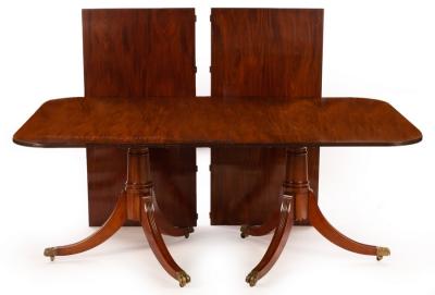 Appraisal: A Regency stye mahogany twin pedestal dining table by Arthur