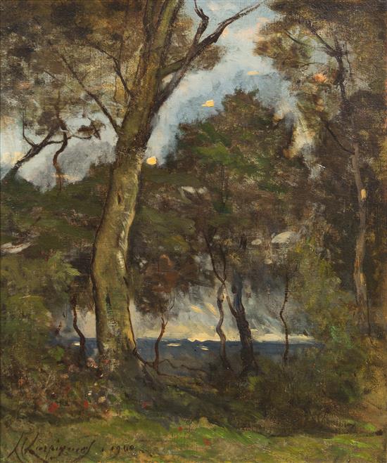 Appraisal: Sale Lot Henri-Joseph Harpignies French - Landscape oil on canvas