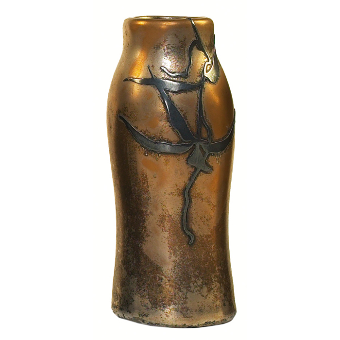 Appraisal: Heintz vase sterling on bronze applied organic design original patina