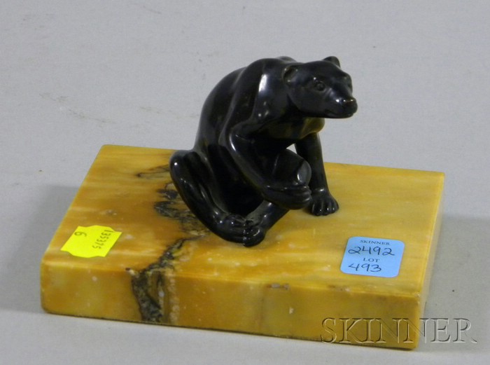 Appraisal: Art Deco Bronze Polar Bear Paperweight on Marble Base ht