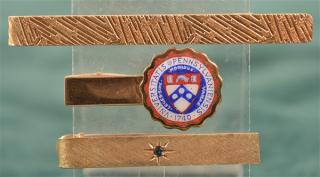 Appraisal: Three K Yellow Gold Tie Tacks Bars One University Pennsylvania