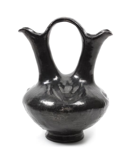 Appraisal: Sale Lot A Santa Clara Blackware Wedding Vase late th