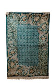 Appraisal: Hand Woven Silk Rug Silk Floral design on rich green