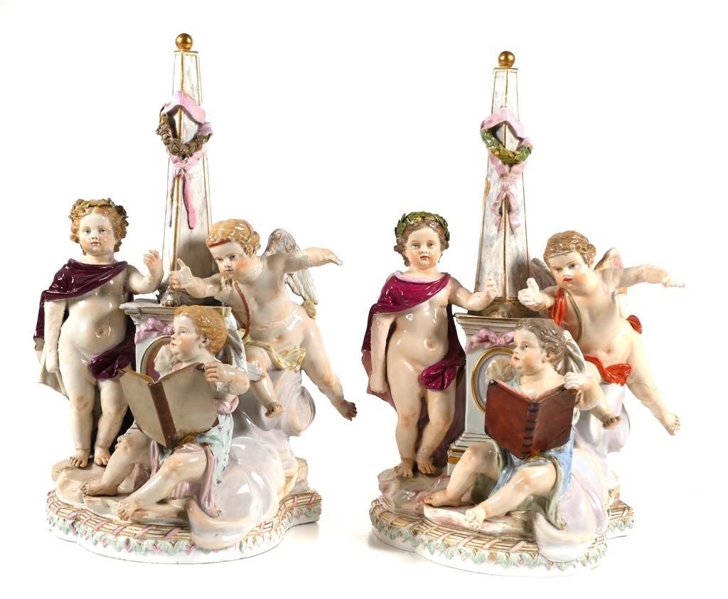 Appraisal: MEISSEN PORCELAIN FIGURAL CHERUB GROUPTwo Meissen German porcelain figural groups