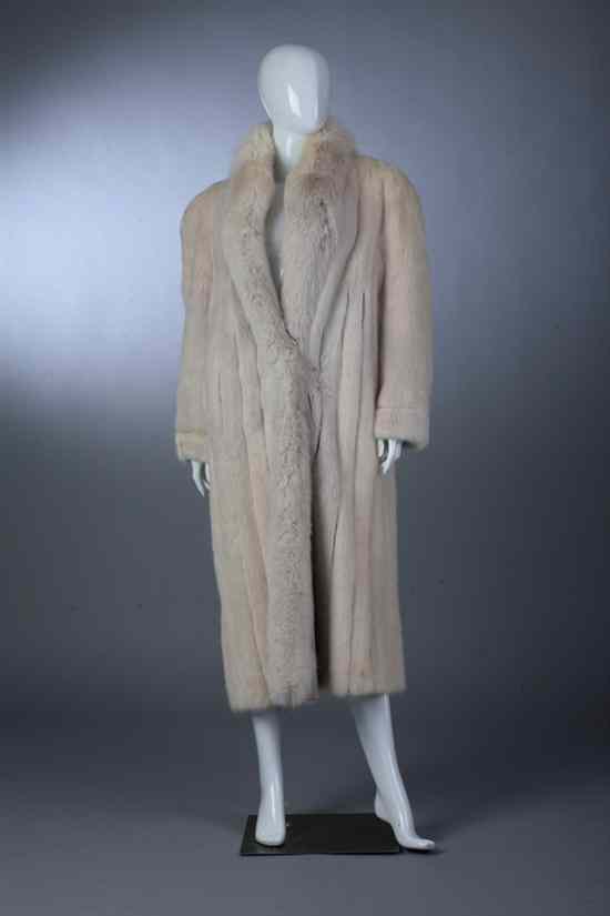 Appraisal: LADIES FULL-LENGTH WHITE MINK AND FOX COLLAR REVERSIBLE COAT