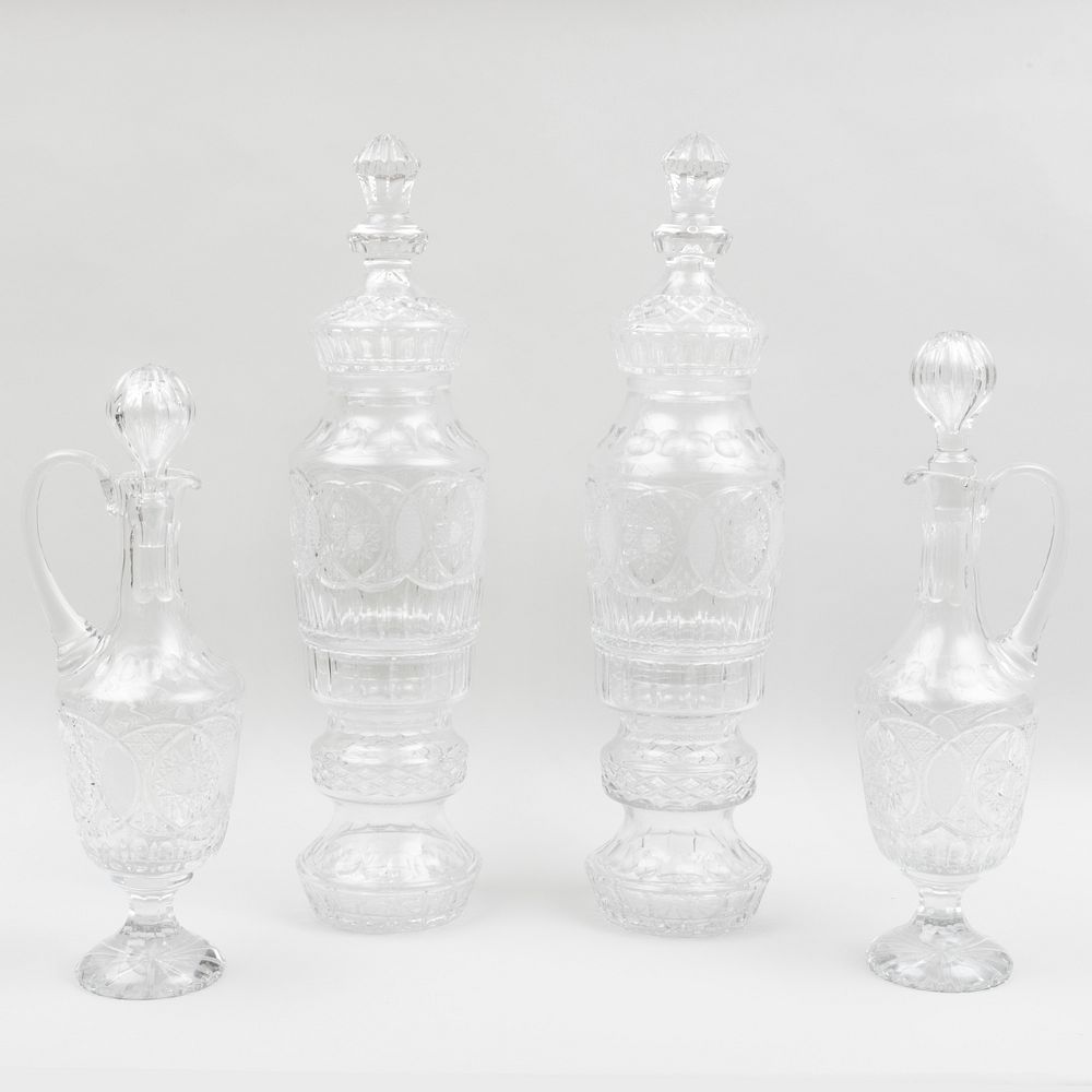 Appraisal: Two Pairs of Cut Glass Table Articles Comprising A pair