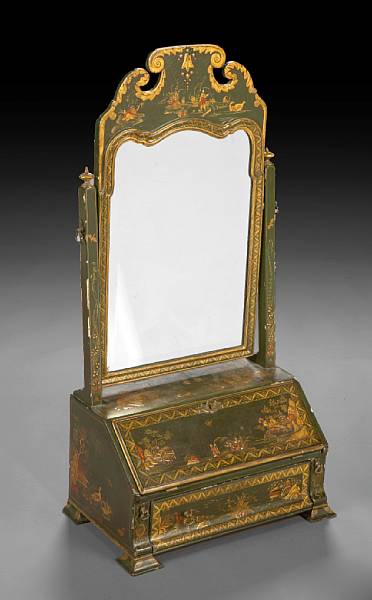 Appraisal: A George I later japanned dressing table mirror early th