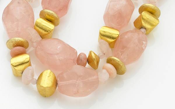 Appraisal: Rose Quartz and Pink Opal Necklace Sure to create a