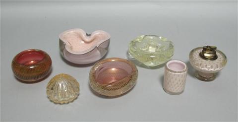 Appraisal: SEVEN PIECES OF VENETIAN GLASS Comprising a matching clear cased