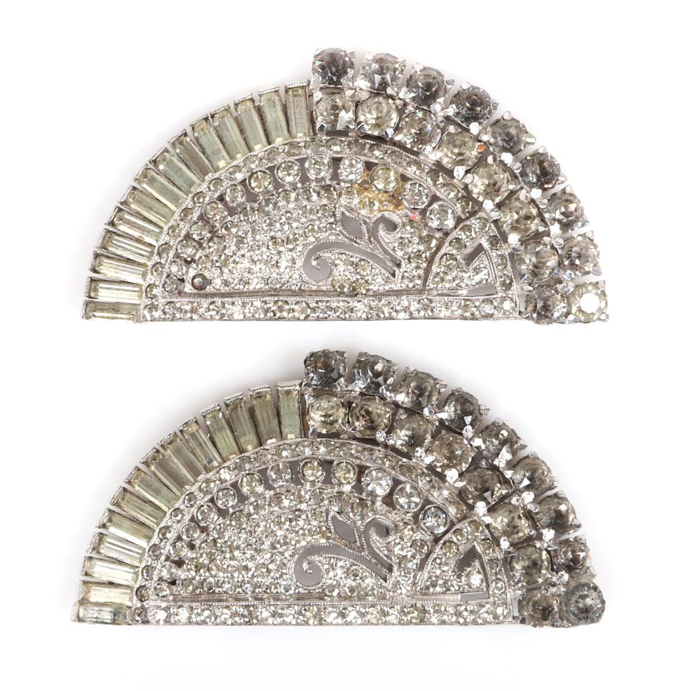 Appraisal: EISENBERG ORIGINAL UNIQUE DIAMANTE HALF-CIRCLE SHOE CLIPS WITH PAVE GRADUATED