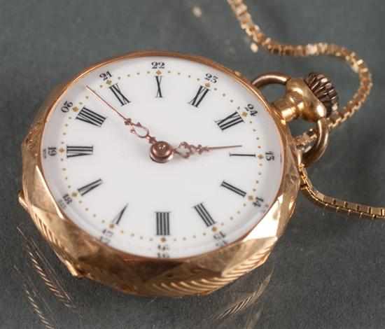 Appraisal: K yellow gold open-face pendant watch together with a K