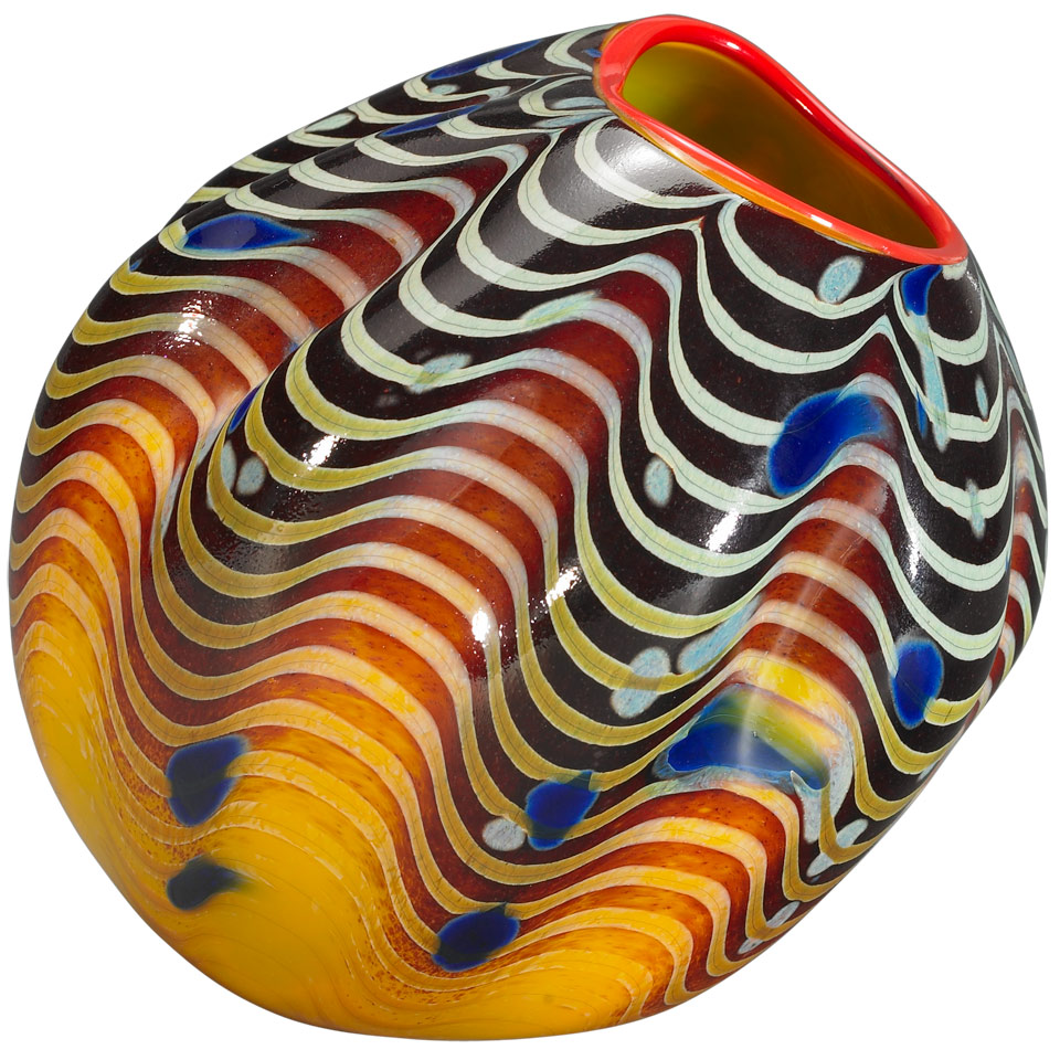 Appraisal: Dale Chihuly Cinnamon Machia Glass Vase engraved signature Chihuly and