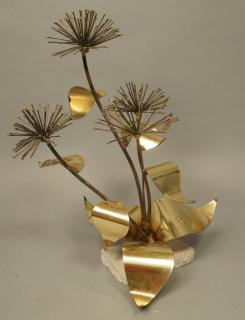 Appraisal: Brutalist Pom Pom Flower Mixed Metals Table Sculp Brutalist Pom