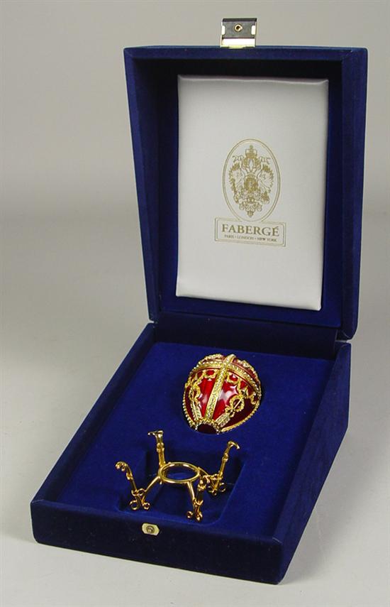 Appraisal: Faberg Egg Circa 's Enameled jeweled and gilt Rosebud egg