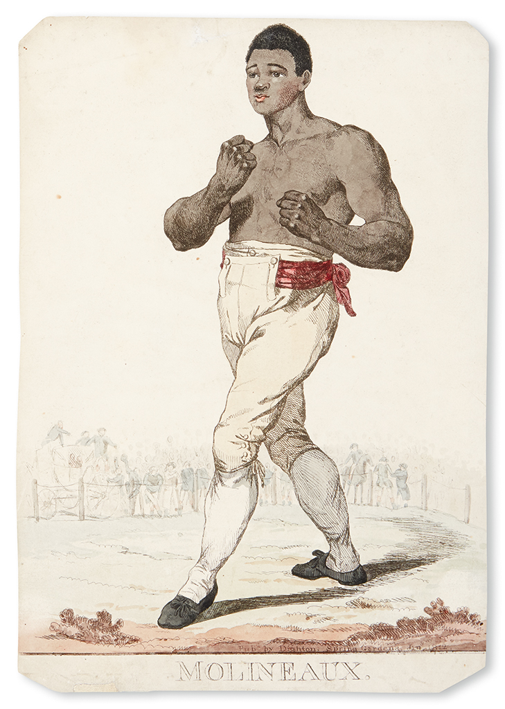 Appraisal: SPORT--BOXING Molineaux Hand-colored copper engraving x - inches one early