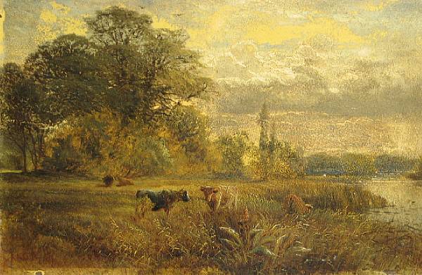 Appraisal: Attributed to Alfred Augustus Glendening British - Cattle watering A