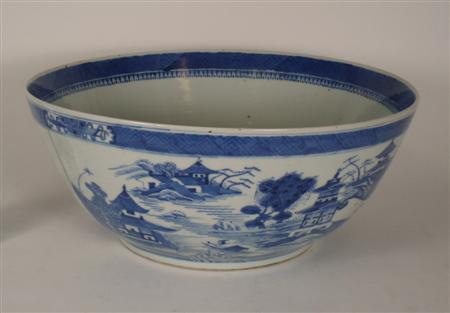 Appraisal: A large th century Chinese blue painted bowl decorated to