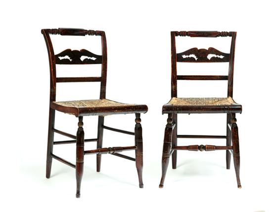 Appraisal: PAIR OF DECORATED SIDE CHAIRS New England - mixed woods