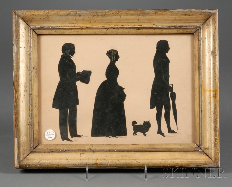 Appraisal: Framed Silhouette of a Family Group likely English th century