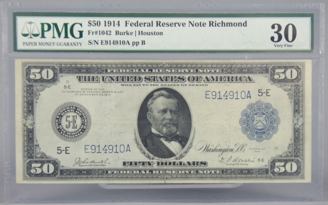 Appraisal: Series Federal Reserve NoteFR Blue Seal Certified and graded VF