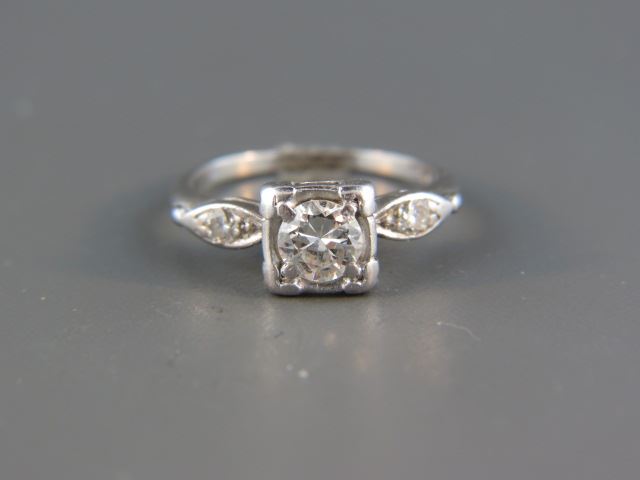 Appraisal: Platinum Diamond Ring carat round diamond with diamond on each