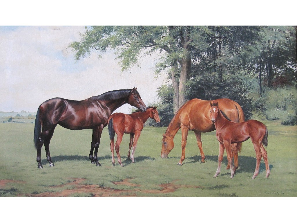 Appraisal: PETER A SMITH b Oil on canvas 'Horses and Foals'