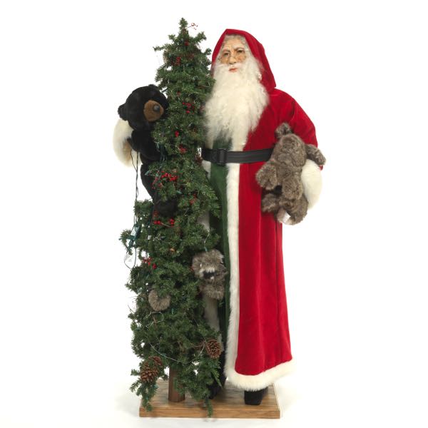 Appraisal: MONUMENTAL SANTA CLAUS Oversized Santa Claus decoration holding a tree