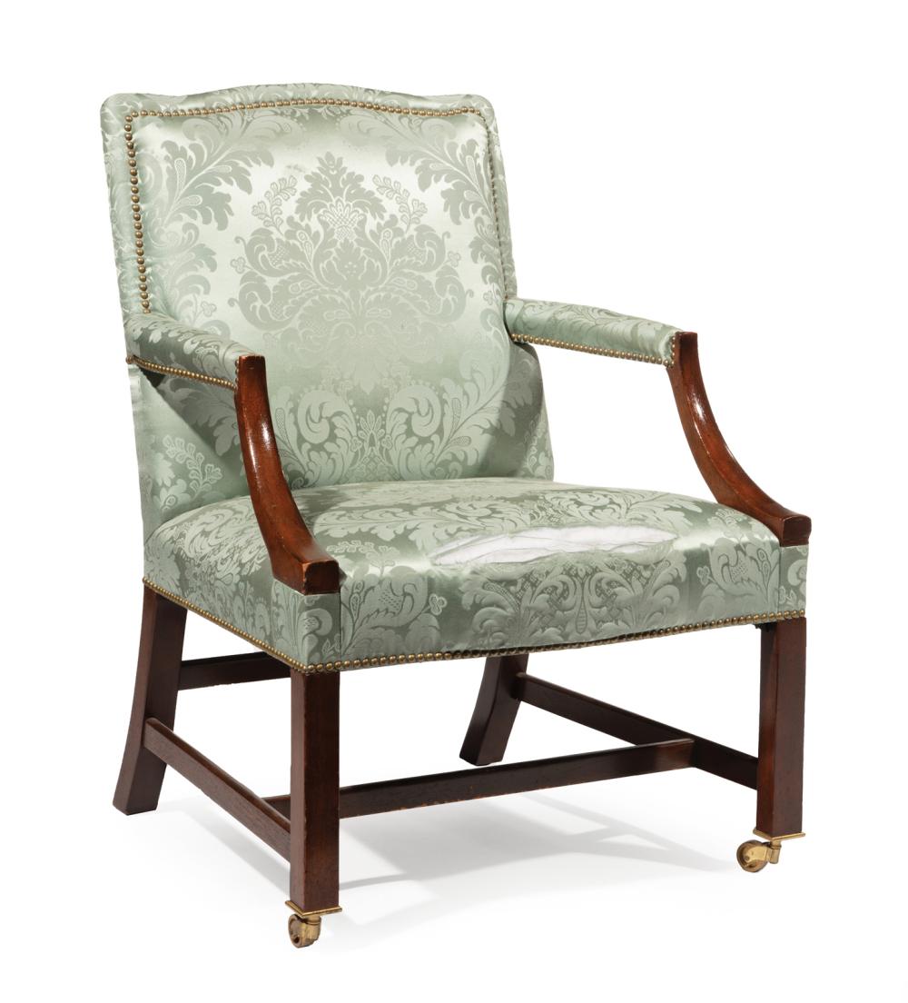 Appraisal: Baker George III-Style Mahogany Library Chair th c labeled Baker