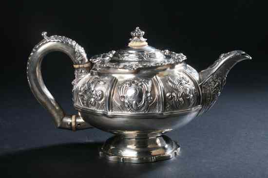 Appraisal: GEORGE IV SILVER TEAPOT Charles and John Fry II London