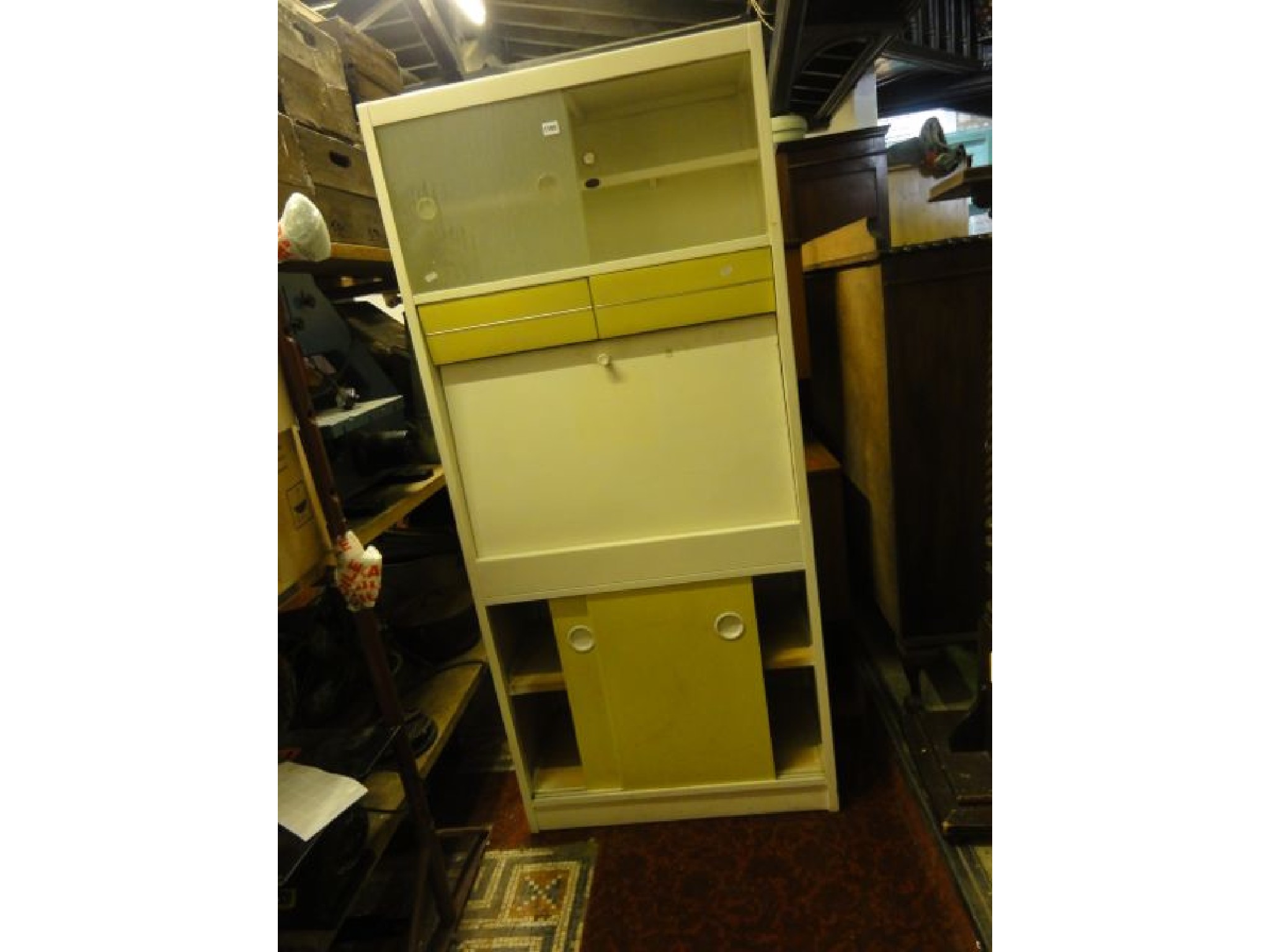 Appraisal: A vintage Remploy freestanding kitchen cabinet with painted cream and