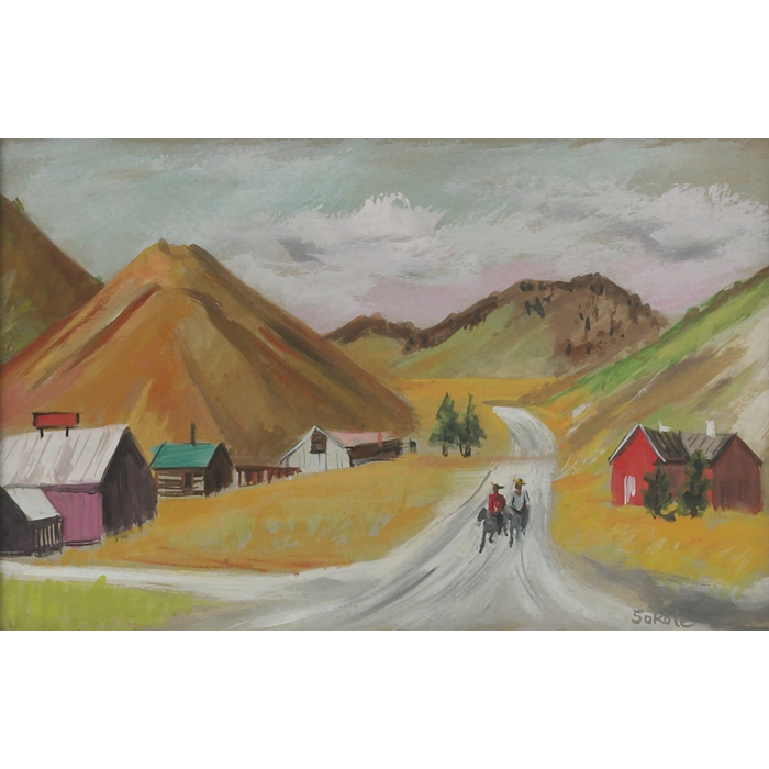 Appraisal: Miron Sokole American - New Mexico Mining Camp c gouache