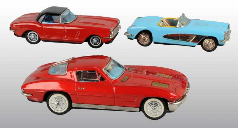 Appraisal: Lot of Tin Litho Corvette Toys Description Japanese Working Includes