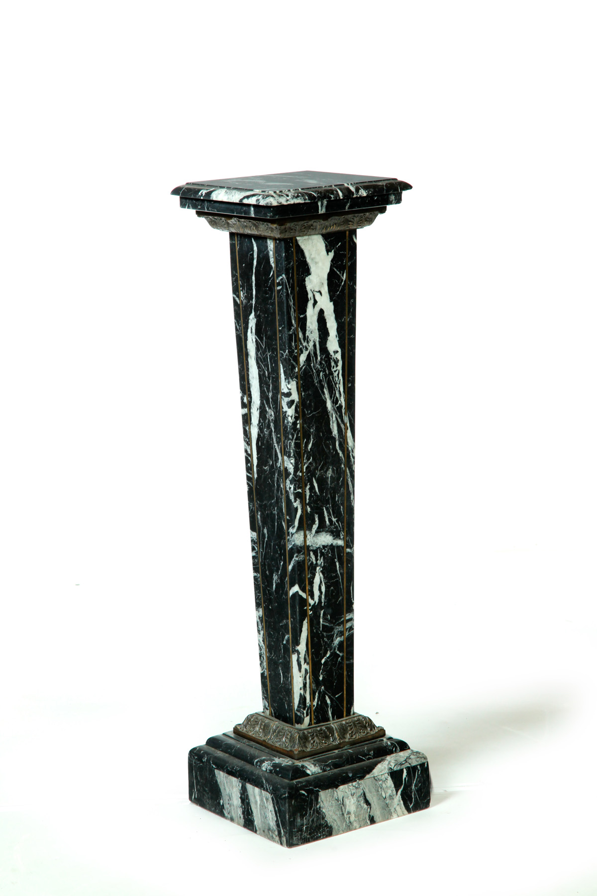 Appraisal: BLACK MARBLE PEDESTAL Probably Italy th century Black with white