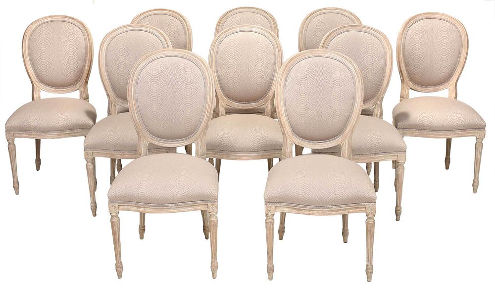 Appraisal: Set of Ten Louis XVI Style Upholstered Side Chairs modern