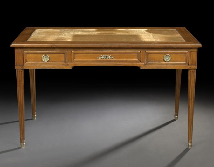 Appraisal: Louis XVI-Style Fruitwood Desk ca the rectangular top with an