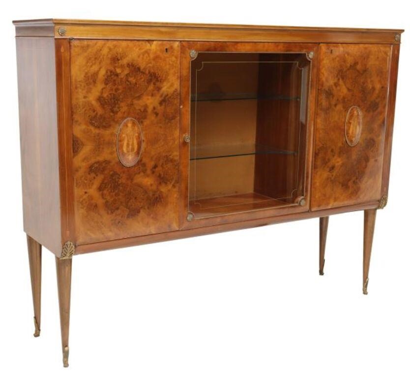 Appraisal: Italian mid-century modern sideboard c s inset glass top three