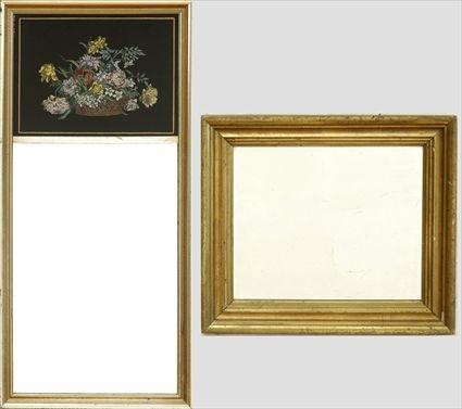 Appraisal: Federal-Style Giltwood and Reverse-Painted Glass Wall Mirror Together with a