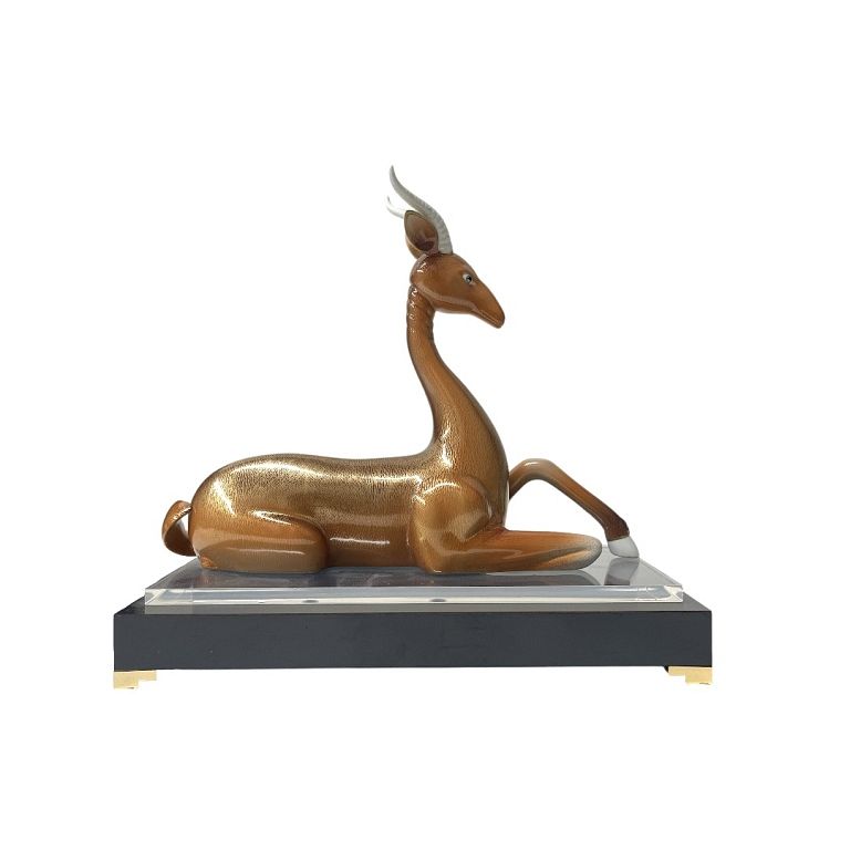 Appraisal: Italian Goat Sculpture on Black Marble Base Italian Goat Sculpture