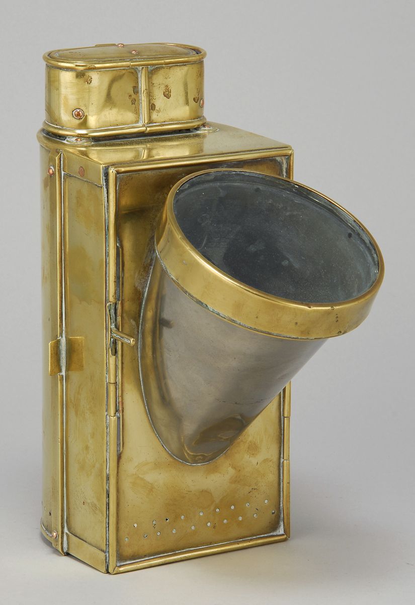 Appraisal: UNUSUAL BRASS KELVIN JAMES WHITE HAND-HELD SHIP'S LANTERN Circa Possibly