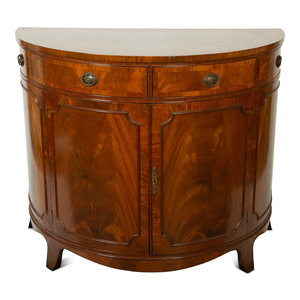 Appraisal: A George III Style Mahogany Demilune Cabinet th Century Height