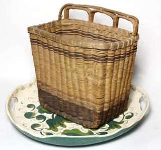 Appraisal: lot of Associated decoratives consisting of a polychrome mail basket