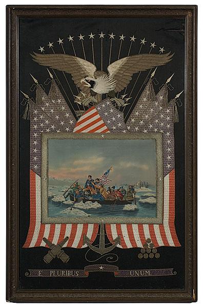 Appraisal: CHINESE EMBROIDERY OF WASHINGTON CROSSING THE DELAWARE for the American